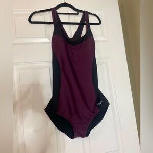 Speedo Purple and Black One Piece Swimsuit Racerback